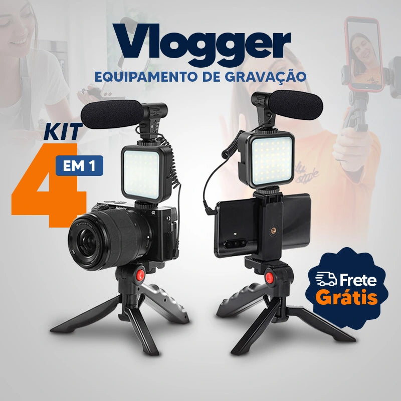 kit vlogger 4 em 1 - suportech - melhore suas gravacoes 50% desc frete gratis Brasil