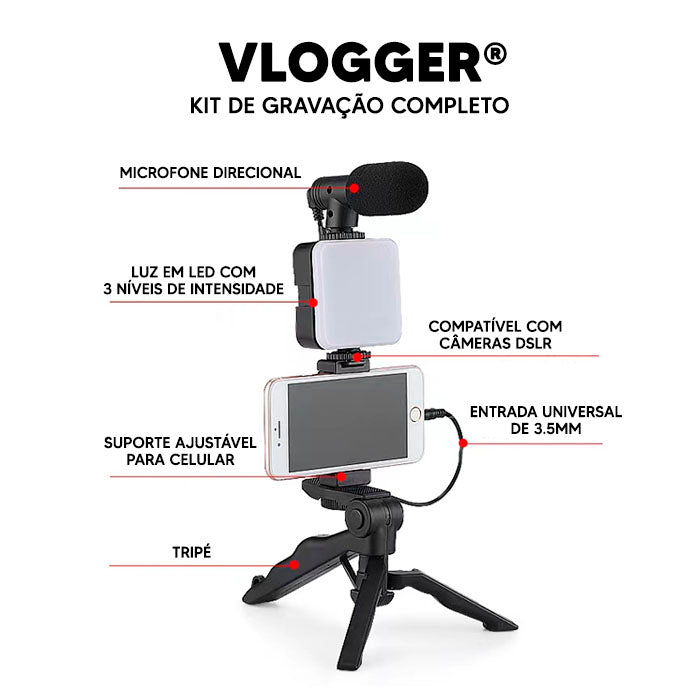 kit vlogger 4 em 1 - suportech - melhore suas gravacoes 50% desc frete gratis Brasil